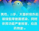 男性，25岁，大面积烧伤后铜绿假单胞菌感染，同时伴肾功能严重损害，应选药物是\n