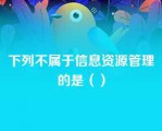 下列不属于信息资源管理的是（）