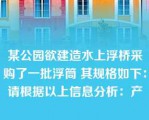 某公园欲建造水上浮桥采购了一批浮筒 其规格如下：请根据以上信息分析：产