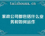 家政公司都包括什么业务和如何运作