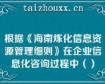 根据《海南炼化信息资源管理细则》在企业信息化咨询过程中（）