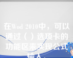 在Wod 2010中，可以通过（）选项卡的功能区来实现公式输入。