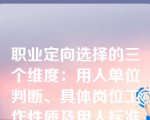 职业定向选择的三个维度：用人单位判断、具体岗位工作性质及用人标准选择和（）