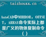 AuoCAD中MIRROR，OFFSET，ARRAY命令实际上都是广义的物体复制命令（）