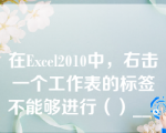 在Excel2010中，右击一个工作表的标签不能够进行（）__。