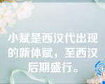 小赋是西汉代出现的新体赋，至西汉后期盛行。