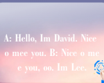 A: Hello, Im David. Nice o mee you. B: Nice o mee you, oo. Im Lee.