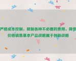 严格成本控制，限制各种不必要的费用，降低价格销售基本产品战略属于创新战略