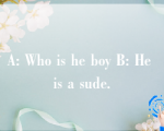 A: Who is he boy B: He is a sude.