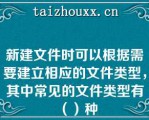 新建文件时可以根据需要建立相应的文件类型，其中常见的文件类型有（）种