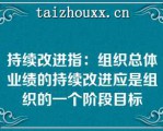 持续改进指：组织总体业绩的持续改进应是组织的一个阶段目标