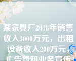 某家具厂2018年销售收入3000万元，出租设备收入200万元，广告费和业务宣传费640万元。则计算应纳税所得额时应调整所得是（　）万元。