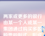 两家或更多的银行由某一个人或某一集团通过购买多数股票的形式，形成联合经营的银行组织制度称为（）制度。