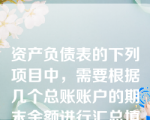 资产负债表的下列项目中，需要根据几个总账账户的期末余额进行汇总填列的是(   )。