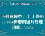 下列选项中，（ ）是Wod 2010新增的图片处理功能。\\\