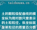 土的颗粒级配曲线的横坐标为用对数尺度表示的土粒粒径，纵坐标就是某粒径的质量百分数（）