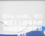 在Wod 2010中，可以通过（）选项卡的功能区为文档添加水印。