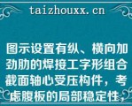 图示设置有纵、横向加劲肋的焊接工字形组合截面轴心受压构件，考虑腹板的局部稳定性，进行高厚比验算时，高度h0应取为（）