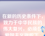 在新的历史条件下，致力于中华民族的伟大复兴，必须在爱国主义旗帜下，集中整个民族的智慧和力量来谋求国家的发展和民族的振兴，建立