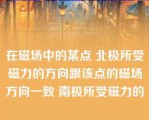 在磁场中的某点 北极所受磁力的方向跟该点的磁场方向一致 南极所受磁力的