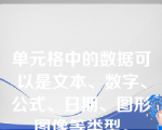 单元格中的数据可以是文本、数字、公式、日期、图形图像等类型。