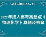 2022年成人高考高起点《物理化学》真题及答案