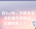 在Wod中，下述关于分栏操作的说法，正确的是（）__。