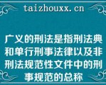 广义的刑法是指刑法典和单行刑事法律以及非刑法规范性文件中的刑事规范的总称