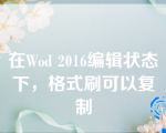 在Wod 2016编辑状态下，格式刷可以复制