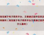 淘宝属于电子商务平台，主要通过提供信息咨询盈利（淘宝属于电子商务平台主要通过提供什么盈利）