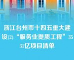 浙江台州市十四五重大建设(2)“服务业提质工程”3531亿项目清单