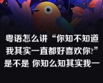 粤语怎么讲“你知不知道我其实一直都好喜欢你?”是不是 你知么知其实我一