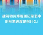 建筑物沉降观测记录表中的形象进度是指什么?