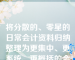 将分散的、零星的日常会计资料归纳整理为更集中、更系统、更概括的会计资料，以总括反映企业财务状况和经营成果的方法是（　）。