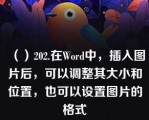 （）202.在Word中，插入图片后，可以调整其大小和位置，也可以设置图片的格式