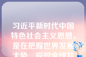 习近平新时代中国特色社会主义思想，是在把握世界发展大势、应对全球共同挑战、维护人类共同利益的过程中创立并不断丰富发展的。