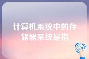 计算机系统中的存储器系统是指