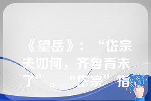 《望岳》：“岱宗夫如何，齐鲁青未了”。“岱宗”指