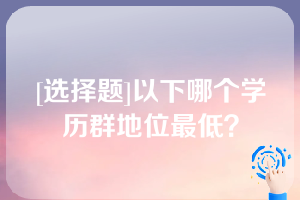 [选择题]以下哪个学历群地位最低？