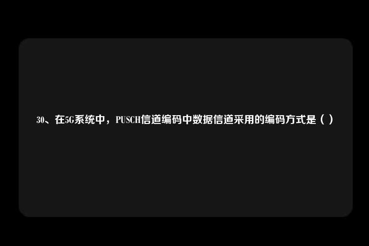 30、在5G系统中，PUSCH信道编码中数据信道采用的编码方式是（）