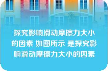 探究影响滑动摩擦力大小的因素 如图所示 是探究影响滑动摩擦力大小的因素