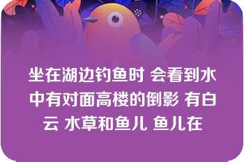 坐在湖边钓鱼时 会看到水中有对面高楼的倒影 有白云 水草和鱼儿 鱼儿在