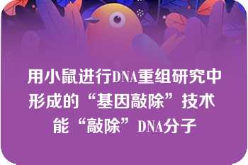 用小鼠进行DNA重组研究中形成的“基因敲除”技术 能“敲除”DNA分子