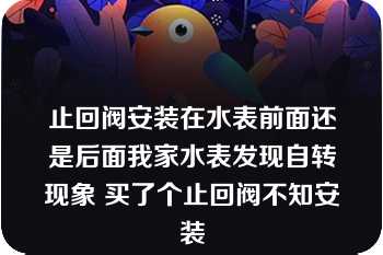 止回阀安装在水表前面还是后面我家水表发现自转现象 买了个止回阀不知安装