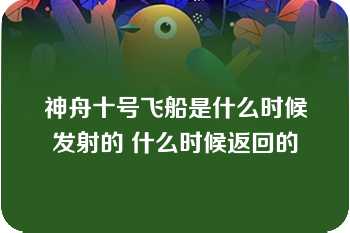 神舟十号飞船是什么时候发射的 什么时候返回的