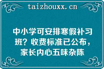 中小学可安排寒假补习班？收费标准已公布，家长内心五味杂陈