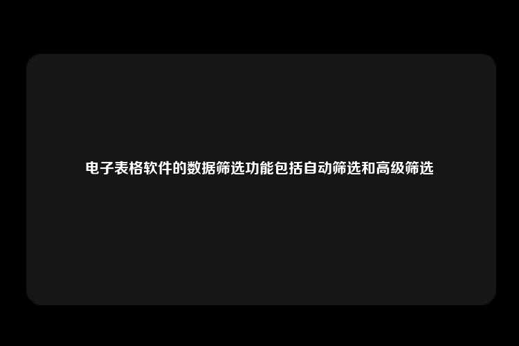 电子表格软件的数据筛选功能包括自动筛选和高级筛选