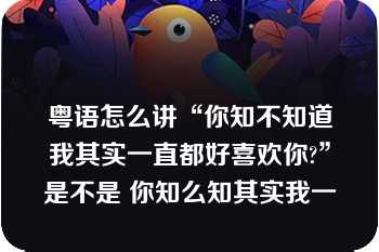 粤语怎么讲“你知不知道我其实一直都好喜欢你?”是不是 你知么知其实我一