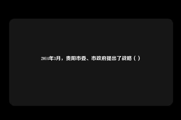 2014年3月，贵阳市委、市政府提出了战略（）