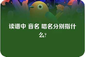 读谱中 音名 唱名分别指什么?